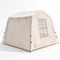 Tente de camping gonflable 280x240x210cm, style cabane, abri à structure pneumatique avec auvent avant et fenêtres latérales pour les campings