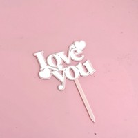 Süße 'Ich Liebe Dich' Herz-Kuchendekoration Acryl Cake Topper Valentinstag Party DIY Cupcake Dessert Backzubehör Geschenkidee