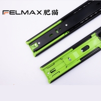 Glissière de tiroir à fermeture douce Felmax de 45 mm de largeur, glissière de tiroir silencieuse à 3 volets avec roulement à billes pour meubles de chambre