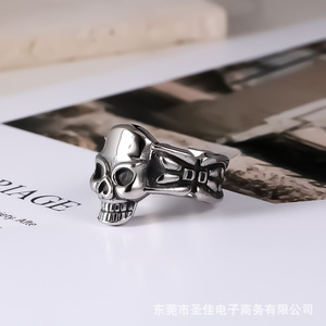 แหวนหัวกะโหลกสแตนเลสผู้ชายออกแบบโครงกระดูกเรขาคณิตของขวัญเครื่องประดับ SA560 - Product Image 3