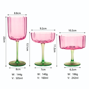 Lot de verres à pied martelés pour mariage, verres à cocktail en cristal sans plomb, verres à vin - Product Image 3