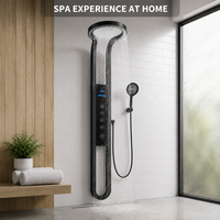 Système de douche intelligent YOUKANG avec panneau, pommeau de douche pluie Halo, commande tactile, jets latéraux, remplisseur de baignoire, finitions Or, Noir, Chrome, Vente en gros directe usine