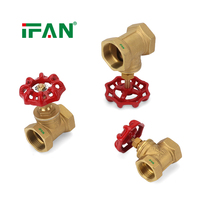 IFAN Fabrika 1/2"-1" Kırmızı Saplı Pirinç Stop Vanası, Konut Sıhhi Tesisat Sistemlerinde Kolay Su Akış Kontrolü için Pirinç Sürgülü Vana