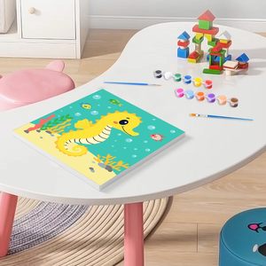 SONGWOOART Paquete de 4 Cuadros de 8x8 Pulgadas con Animales Marinos Adorables, Pintura Acrílica por Números para Decoración de Paredes - Product Image 3