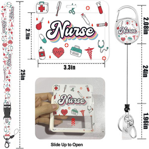 Easy-pull buckle, horizontal card <b>holder</b>, UV printed webbing, lanyard, Nurses' Day gift, syringe, medical staff name tag, <b>ID</b> - Product Image 3