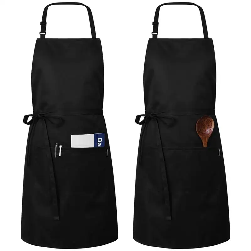 Grembiule da cucina con Logo personalizzato donna uomo Unisex in cotone poliestere impermeabile nero Chef grembiule da cucina