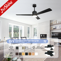 Ventilateur de plafond professionnel 1stshine en bois massif 110v-220v avec moteur silencieux réversible et éclairage intégré pour la décoration intérieure