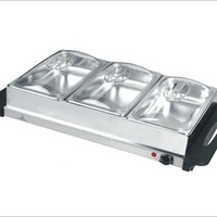 Chauffe-Plats Électrique à 3 Bacs, Réchaud Alimentaire en Acier Inoxydable avec Température Réglable, Idéal pour les Fêtes, Hôtels et Traiteurs