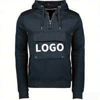 Sweat à capuche personnalisé avec fermeture éclair quart de tour, poche cargo brodée, bleu marine, style Techwear, pull 100 % coton, hiver, numérique, unisexe