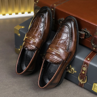 Chaussures habillées classiques italiennes bleues pour hommes, mocassins rouges pour mariage, bureau, affaires, chaussures formelles pour hommes