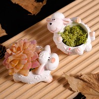 Moule en silicone DIY pour bougeoir en plâtre, pot de fleurs, figurine décorative en plâtre, motif mouton de dessin animé mignon