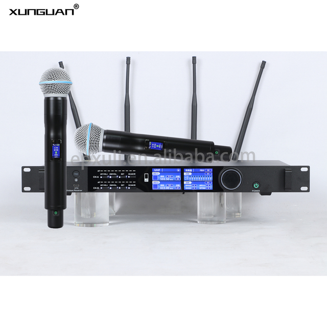 TFT-300 OEM 2Ch True Diversity UHF 590-640MHz Dual TFT Display Wireless Microphone System 64DSP 200M Receiver Distance for Stage