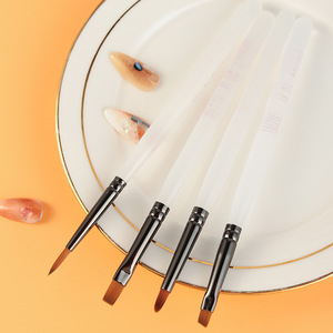 Ensemble de pinceaux pour nail art avec manche blanc laiteux, pinceau éventail pour dégradé, stylo à pois, stylo pour dessin de lignes, outil de sculpture de gel, outil de manucure pour salon - Product Image 3