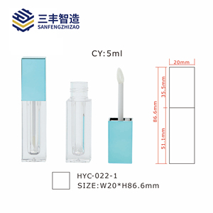 Envase vacío para brillo labial de 5 ml, tubo cuadrado transparente de PETG con tapa verde menta, tapa de rosca, contenedor cosmético para tinte labial o aceite. - Product Image 3