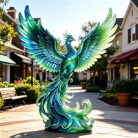 Grande sculpture de jardin moderne en fibre de verre personnalisée, oiseau Phénix, résistante à la corrosion, couleurs variées, statue d'extérieur, animal décoratif pour les fêtes