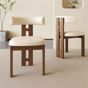 <span class=keywords><strong>Chaise</strong></span> de Salle à Manger en Bois Massif Rembourrée de Style Scandinave <span class=keywords><strong>Moderne</strong></span> pour Visiteur, <span class=keywords><strong>Chaise</strong></span> de Restaurant Design Nordique en Cuir - Product Image 1