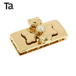 TANAI 高品质手提箱手提包金属锁与水钻小熊形状扭锁
