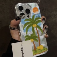 Luxus Sunny Coconut Tree Island Hülle für iPhone 11 12 Pro 13 14 15 16 Pro Max X XR XS Max 17 Plus Fundas Stoß feste Softcover