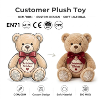 Ours en peluche de Noël personnalisé, fabricant OEM, poupée en peluche de Noël sur mesure, cadeau de Noël, jouet en peluche promotionnel de marque pour enfant
