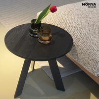 Table d'appoint NORYA en bois de frêne massif noir anthracite, durable et écologique, style nordique minimaliste, table basse pour salon et canapé