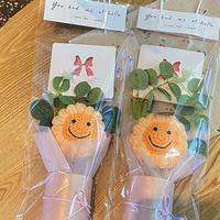 Buket bunga rajut bunga matahari buatan tangan bunga oranye dengan ember untuk hadiah ulang tahun Ibu hadiah Hari Valentine