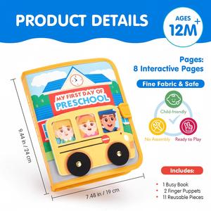 หนังสือผ้าสำหรับเด็กก่อนวัยเรียน แบบมอนเตสซอรี่ บอร์ดกิจกรรมสำหรับเด็กวัย 2-3 ขวบ 20 in 1 หนังสือเงียบๆ ของเล่นเสริมพัฒนาการสำหรับเด็กวัยเตาะแตะ - Product Image 5