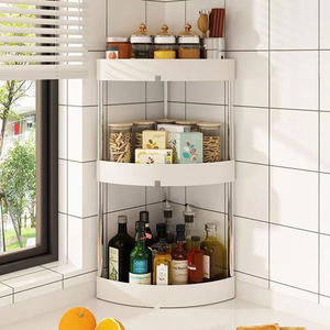 Étagère d'angle de cuisine Yike Home Furnishings à 5 niveaux pour épices, huiles, condiments, blanc, noir, gris, sans installation requise - Product Image 2