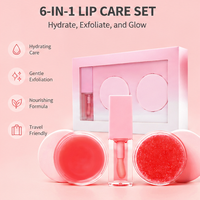 Kit 3-en-1 de gloss vegan waterproof repulpant, masque et exfoliant pour les lèvres, avec logo personnalisé, huile brillante aux fruits, vente en gros