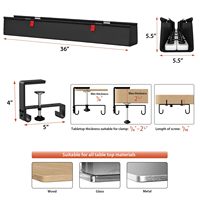Gestion des câbles sous le bureau : Plateau en tissu pour gestion des fils sous le bureau, fixation par pince/vis, gestion des câbles en tissu pour bureau et maison