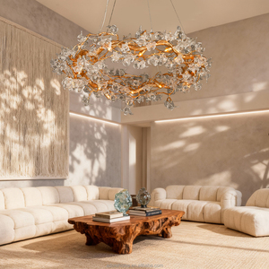 Moderner Luxus-Kupferzweig-Kronleuchter mit Kristallblütenblättern und Energiesparender <span class=keywords><strong>LED</strong></span>-Beleuchtung für Wohn- und Esszimmer - Product Image 4