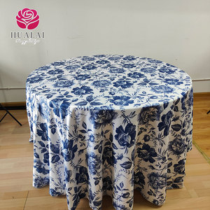 P023 - 120 "màu xanh hải quân tùy chỉnh Polyester hoa Khăn trải bàn Châu phi in <span class=keywords><strong>logo</strong></span> cho sự kiện vòng hình chữ nhật - Product Image 2