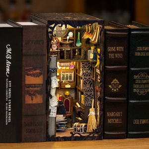 CuteBee Magical Apothecary Miniature Model 20x20cm Wooden DIY <b>Bookend</b> With Touch Control Light For Youth - Product Image 2
