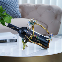 RORO-Étagère en alliage de magnolia pour décoration de maison de luxe, fleur de magnolia rouge, porte-vin pour vin, soporte para licor de vino