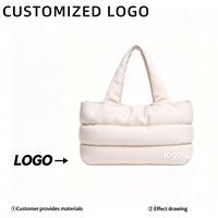 Sac à main matelassé doux et moelleux pour femmes, grand sac à bandoulière en nylon, sac de shopping léger, logo personnalisé disponible