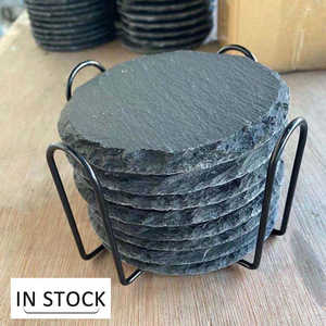 Usine personnalisée en stock noir carré rond blanc pierre <span class=keywords><strong>ardoise</strong></span> sous-verres en vrac pour la gravure - Product Image 4