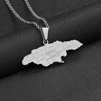 Collier chaîne en acier inoxydable doré à la mode avec motif de carte de la Jamaïque, cadeau tendance
