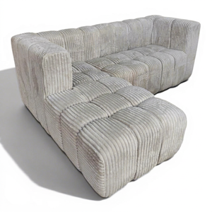 Sofá Seccional Modular de Corduroy Crema Moderno, Tapizado, para Sala de Estar, Muebles de Lujo, Personalizable OEM - Product Image 1