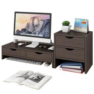 Organiseurs de bureau en bois avec accessoires de rangement réglables, étagère pour iMac, ordinateur portable, support de moniteur - Product Image 1