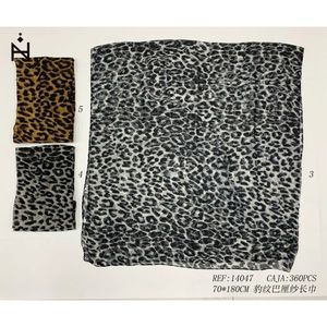 Bufanda larga de hilo balinés con estampado de leopardo, 70x180 cm, accesorio de moda para mujer - Product Image 2