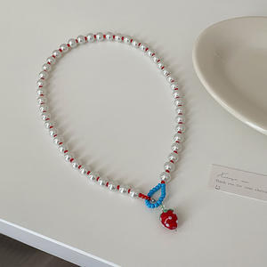 สร้อยคอมุกเทียมรูปสตรอเบอรี่หวานสร้อยคอแฟชั่นสำหรับผู้หญิงเครื่องประดับประจำวัน - Product Image 4