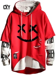 Felpa con Cappuccio da Uomo MrLin in Cotone Intrecciato, Stile Techwear Hip Hop, Streetwear Giapponese con Patchwork Urbano - Product Image 3