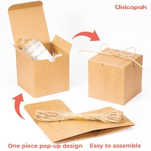 Gift Boxes Brown <b>Kraft</b> Cardboard Pop Up Gift <b>Box</b> with Lids Twine Easy Assembly for Presents Candles Mugs Ornaments Party Favors - Product Image 6