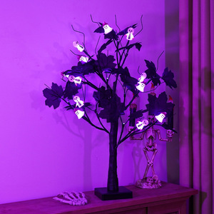 Luces LED de Árbol de Abedul Negro Miniatura de Mesa con Batería USB para Halloween, Luces LED de Árbol de Arce de 24 L, Luces de Árbol Púrpura y Naranja de 2 pies (60 cm) - Product Image 4