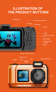 กล้องดิจิตอล4K P68กล้อง Wifi กันน้ำ10ม. 48MP หน้าจอคู่ซูมภาพดิจิตัลวิดีโอเซลฟี่กล้องขนาดกะทัดรัดสำหรับดำน้ำดูปะการัง - Product Image 3