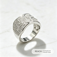 Bague Hip Hop large et massive pour homme, micro-pavée de zircon carré, en laiton plaqué platine, bague statement