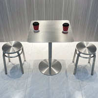 Table de salle à manger carrée pour usage commercial, table de café extérieure, chaise, petit tabouret, modèle 012, fabrication chinoise, table basse en acier inoxydable