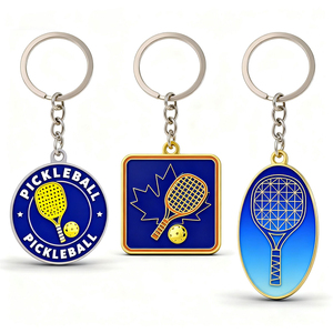 공장 맞춤형 아연 합금 피클볼 테마 키체인, 프로모션 기념품 선물용 인쇄 및 각인된 개인 맞춤 에나멜 마감 - Product Image 1
