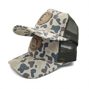Casquette Trucker Camouflage avec Patch en Cuir Personnalisé, Faible MOQ, Vente en Gros, Logo Gravé Personnalisé, Qualité Supérieure, Dessus en Maille - Product Image 2