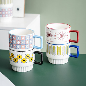 Tazas Apilables de Cerámica Nórdica para Leche, Tazas Creativas para Desayuno, Tazas Sencillas para Café, Venta al Por Mayor - Product Image 6