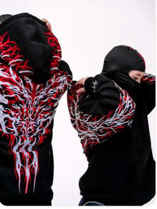 <span class=keywords><strong>Felpe</strong></span> con Cappuccio Stile Dark per Coppie, Stampa Spada Magica Fluorescente, Top da Biker Streetwear - Product Image 6